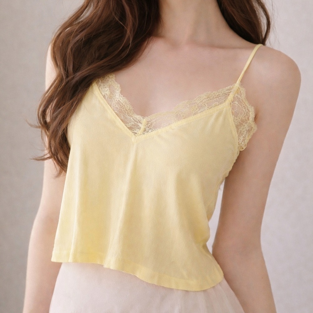Wilfred Lace Trim Camisole | Soft Yellow | Romantic Minimal M